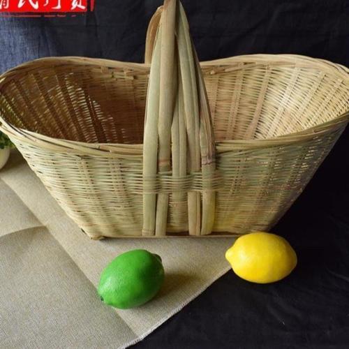 小号口径30cm 竹篮子竹编篮子手提编织藤编竹编簸箕竹编家用竹篮子